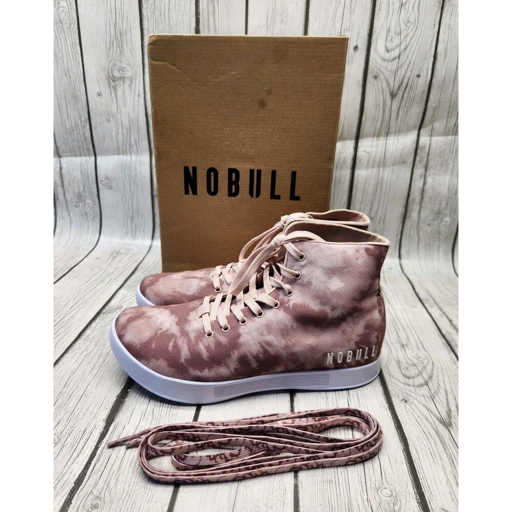 NOBULL Tie Dye Canvas Trainers High Dusty Rose Pink Gym Shoes Womens 10 Mens 8.5